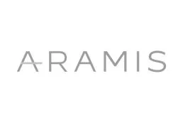 A imagem mostra a palavra "ARAMIS" em letras maiúsculas, escrita em uma fonte minimalista, cinza claro, sobre um fundo branco.