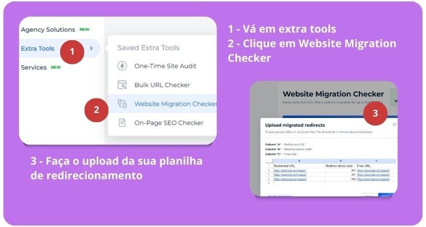 Como executar migração de site bem sucedida do início ao fim: 12 etapas 2 ferramferramenta migracao site confere redirecionamentos