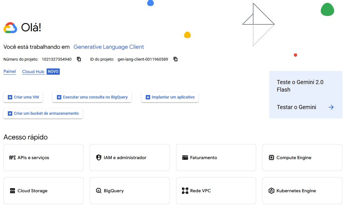 Google Cloud Console para criar projetos e utilizar API