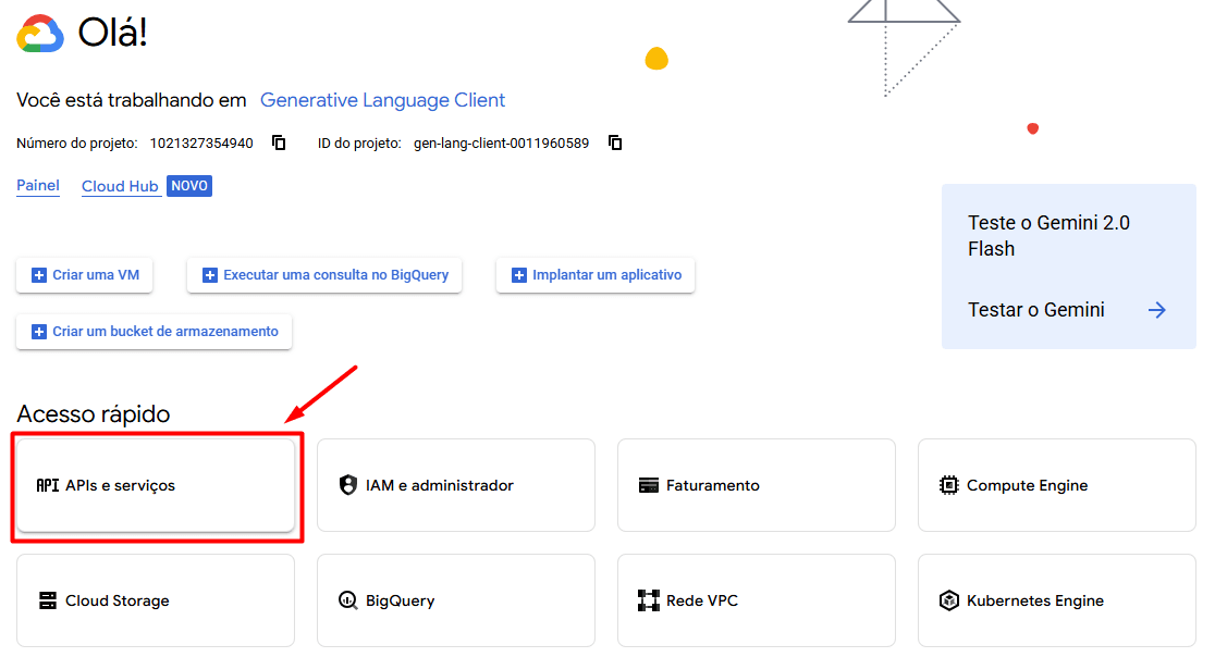 Google Cloud Console para usar Google Indexing API